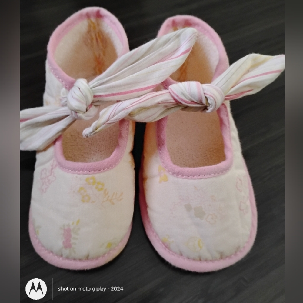 Pink Organic Cotton Baby Booties